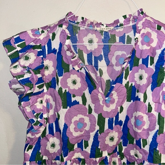 JODIFL Pink and Blue Ruffled Sleeveless Blouse - Picture 3 of 5